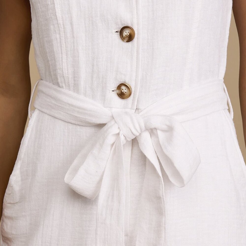 NWT Lulus You're in Luck White Sleeveless Button-Front Romper - Picture 10 of 14
